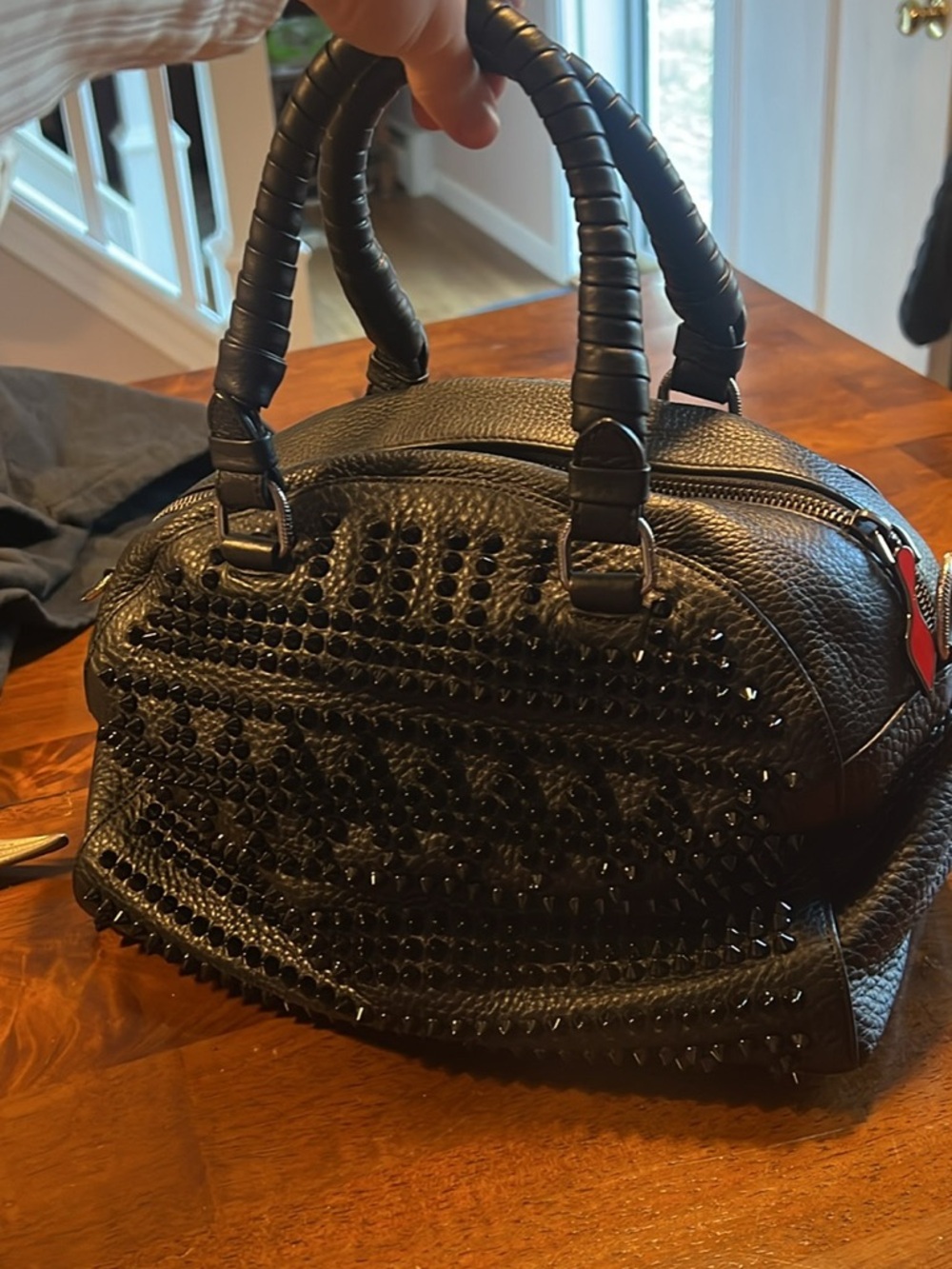 Christian Louboutin Black Studded Dome Satchel